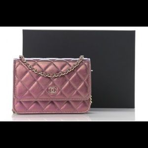 Authentic chanel iridescent mini wallet on chain